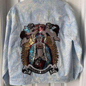 Jean Denim Tie Dye Jacket w/Sequin Madonna Angel Prayer - Size Small - NWT